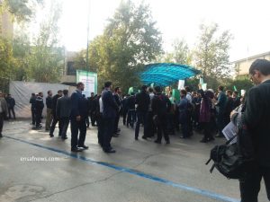 تجمع در دانشگاه تهران همزمان با حضور رییس جمهور