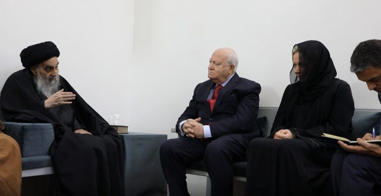 گزارش دیدار مهم نماینده عالی سازمان ملل با آیت الله سیستانی