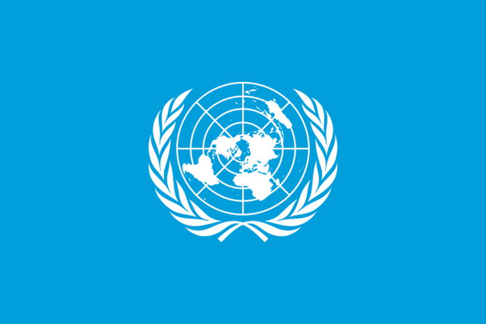 برگ درخت زیتون روی پرچم سازمان ملل علامت صلح جهانی
