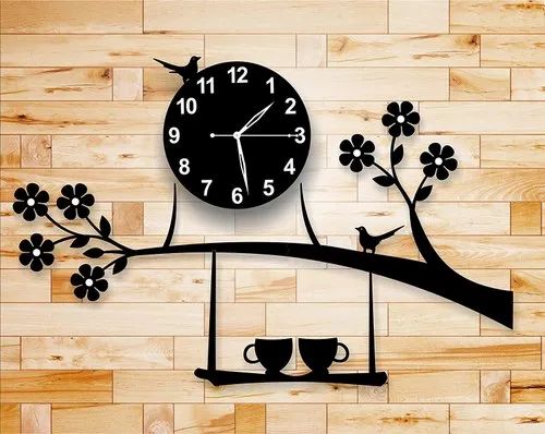 3D Acrylic with MDF Back Wall Clock for Living Room, Bad Room 66 x 43 x 1.5  Cms Black at Rs 460/piece | 3D Wall Clock in Surat | ID: 25587432348