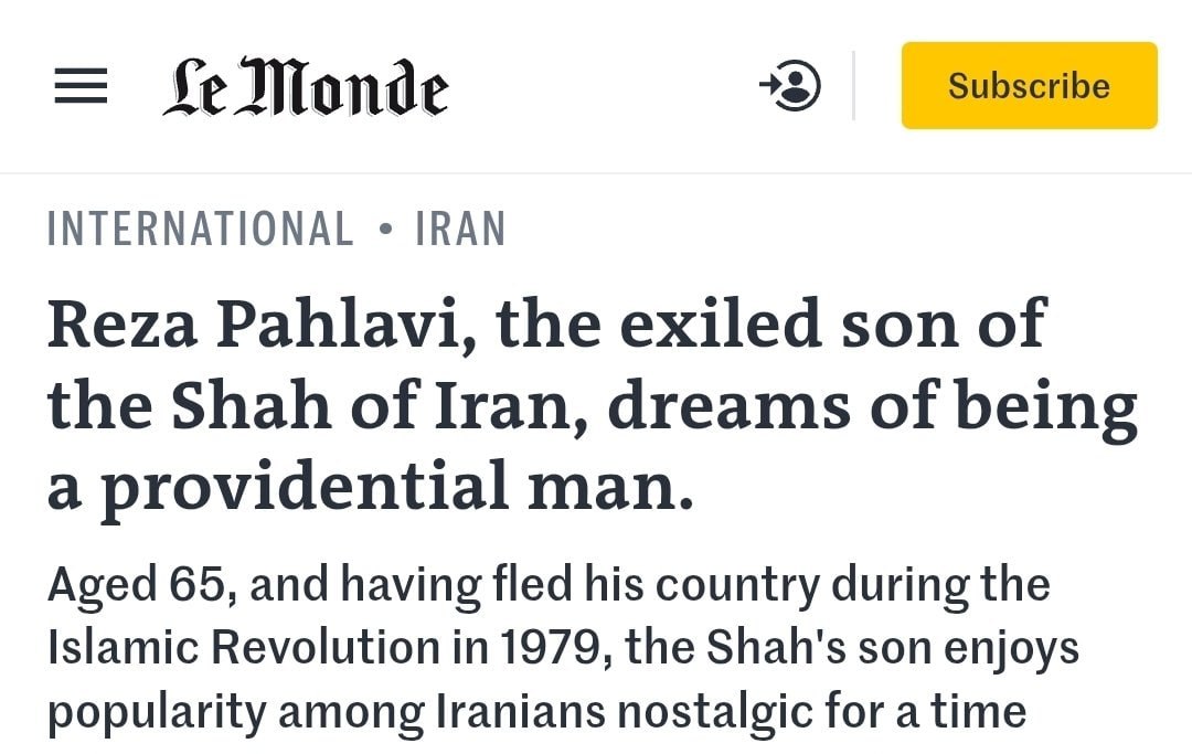 لوموند: رضا پهلوی مهره اسرائیل برای بیثباتی ایران است